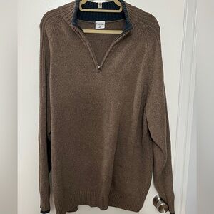 Columbia Men's Sweater tan / Brown Cotton Half Zip Pullover